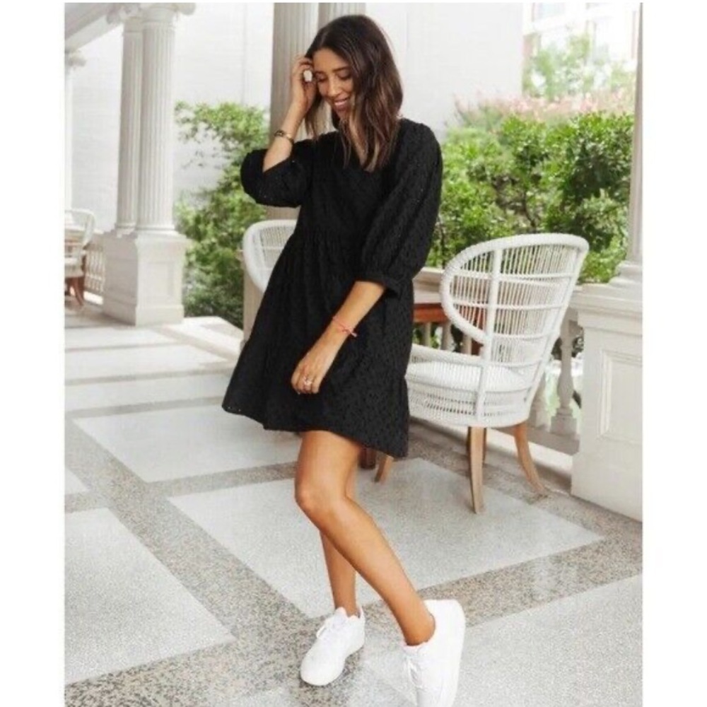 Wayf x BFF Boho Lauren Babydoll Eyelet Puff Sleeve Dress Size XS NEW - Picture 4 of 14